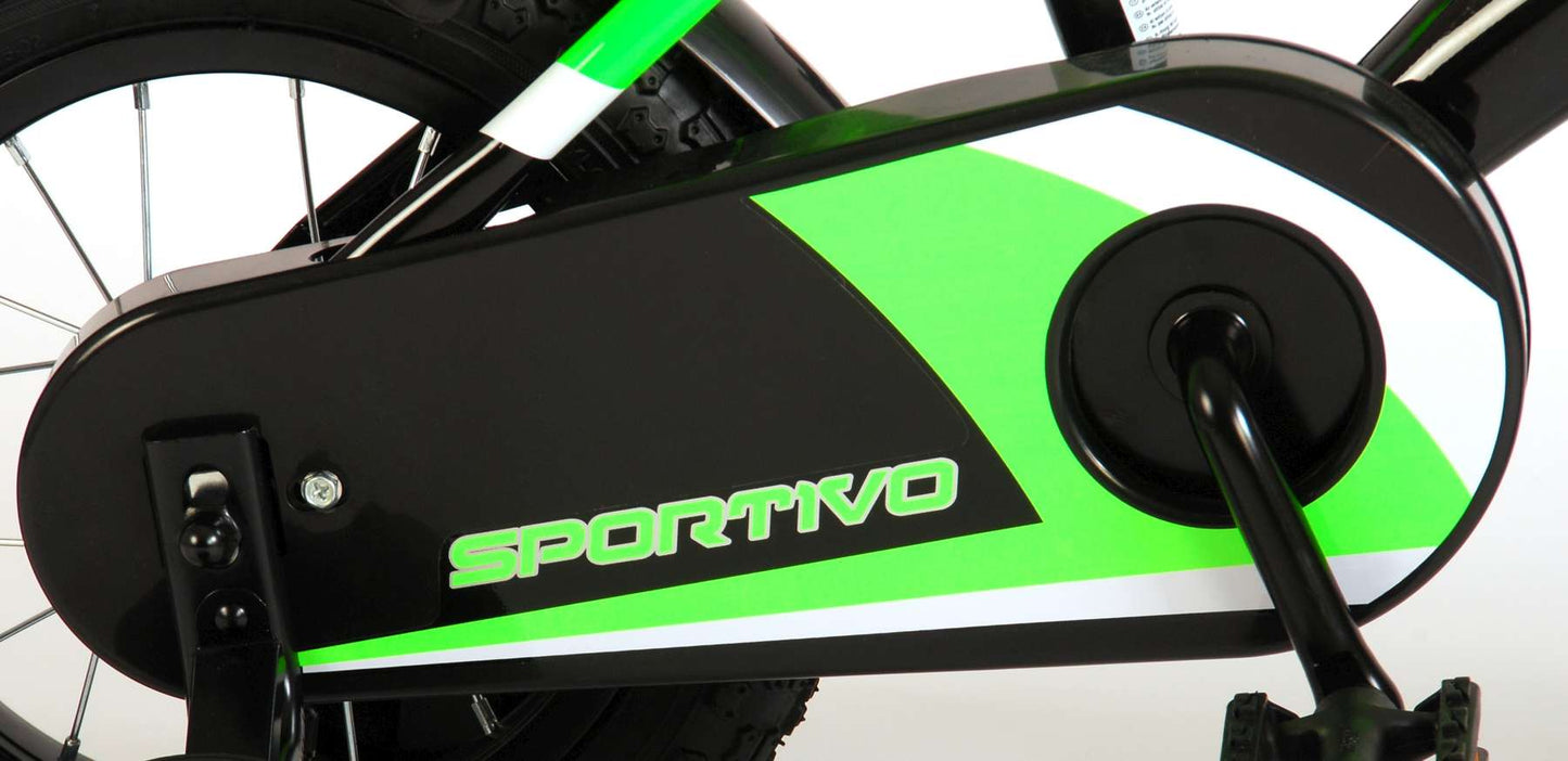 Volare Sportivo Kinderfiets - Jongens - 12 inch - Neon Groen/Zwart - 95% afgemonteerd