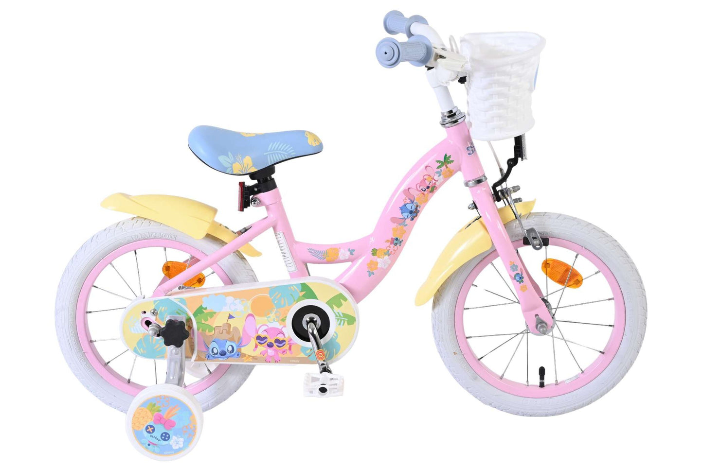 Disney Stitch Kinderfiets - Meisjes - 14 inch - Crème Koraal Blauw