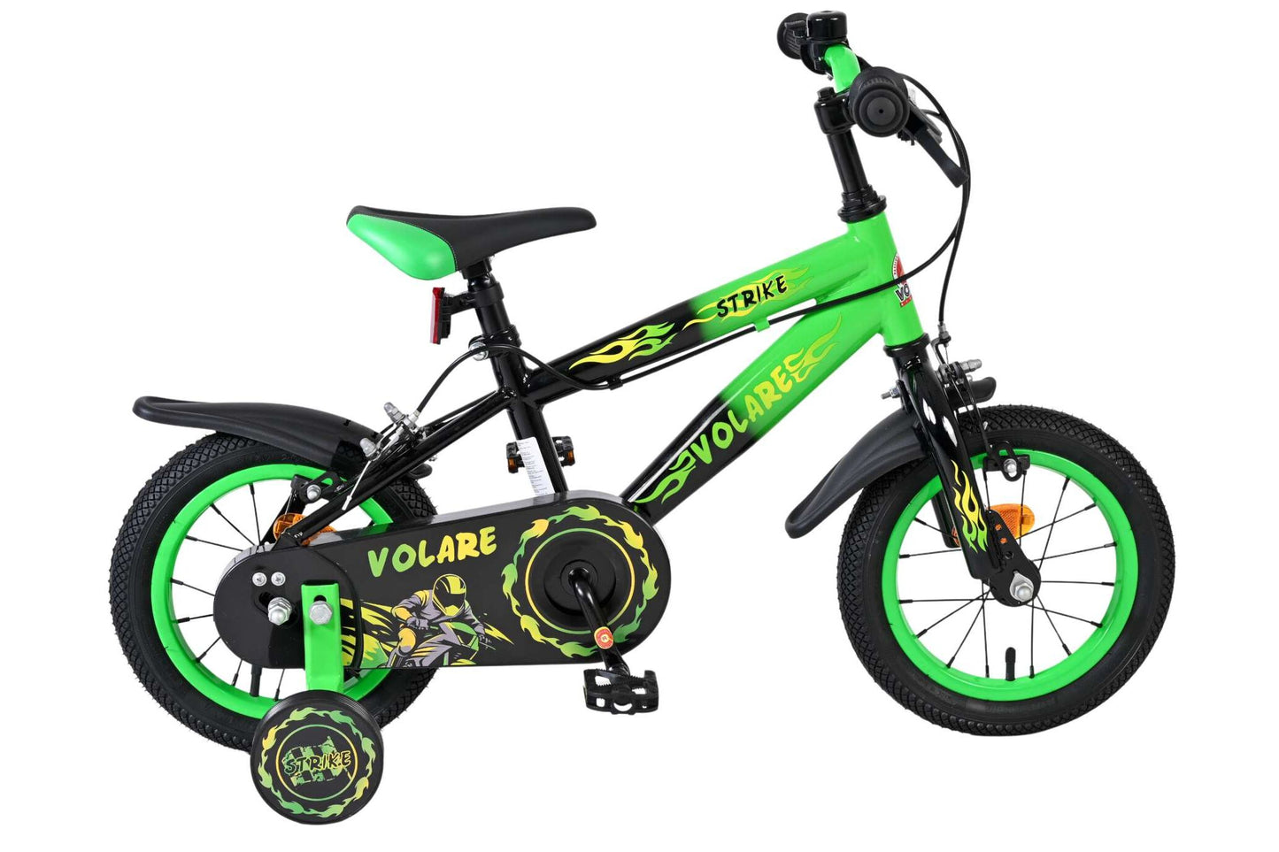 Volare Strike Kinderfiets - Jongens - 12 inch - Zwart Groen - Twee Handremmen