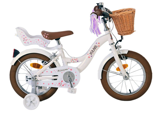 Volare Blossom Kinderfiets - Meisjes - 14 inch - Wit - Twee Handremmen (rijklaar)