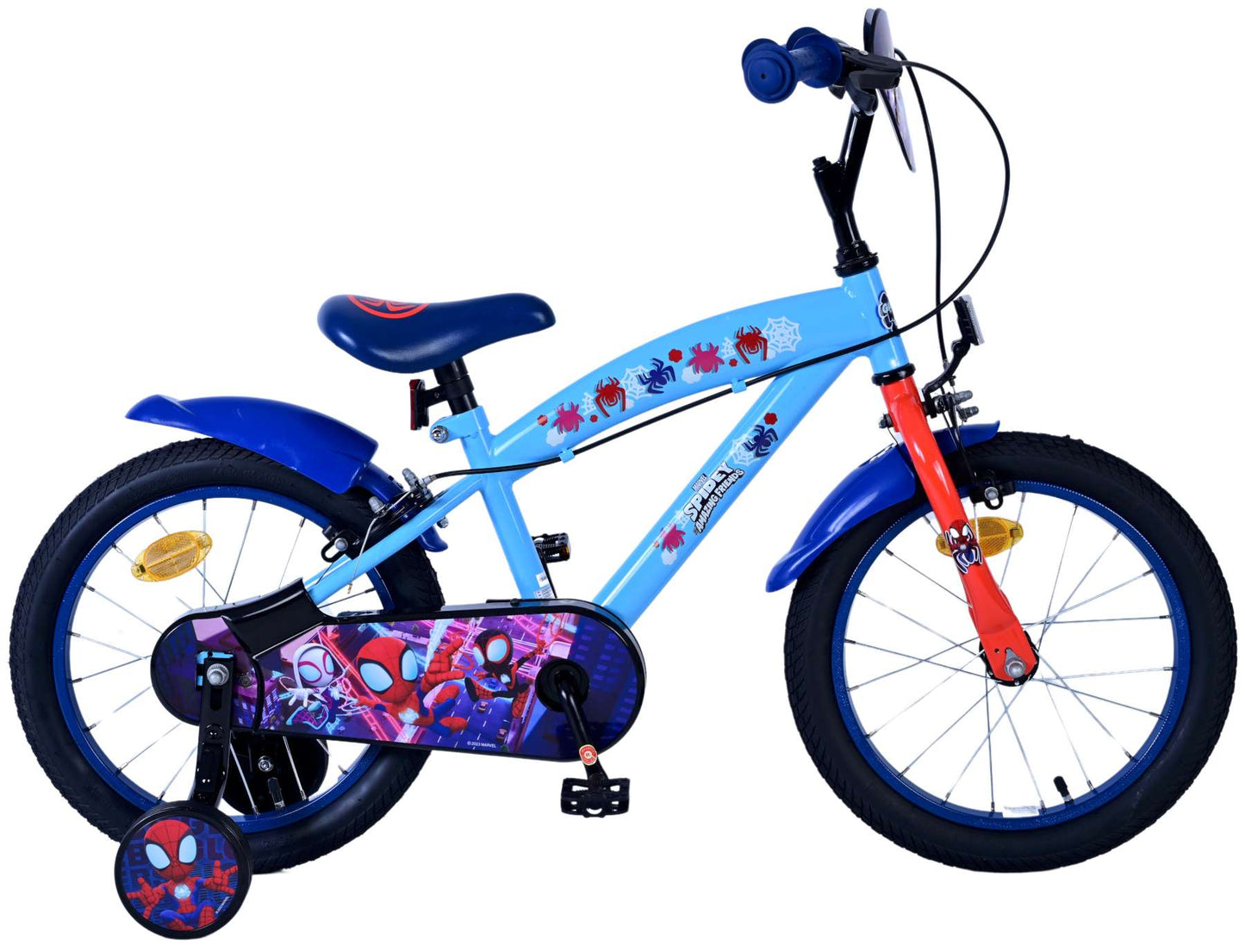 Spidey Kinderfiets - Jongens - 16 inch - Blauw - Twee handremmen (rijklaar)