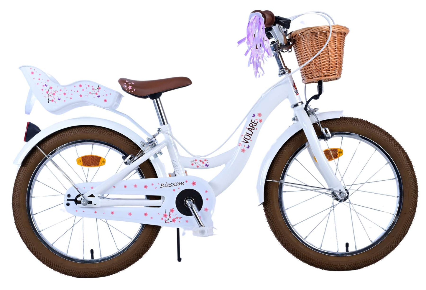 Volare Blossom Kinderfiets - Meisjes - 18 inch - Wit - Twee handremmen (rijklaar)