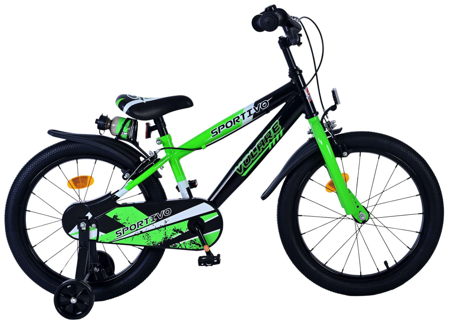 Volare Sportivo Kinderfiets - Jongens - 18 inch - Groen Zwart - Twee Handremmen (rijklaar)