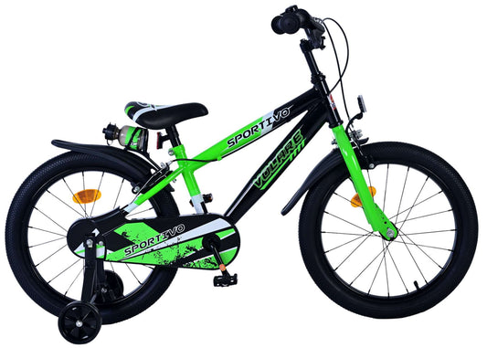 Volare Sportivo Kinderfiets - Jongens - 18 inch - Groen Zwart - Twee Handremmen (rijklaar)