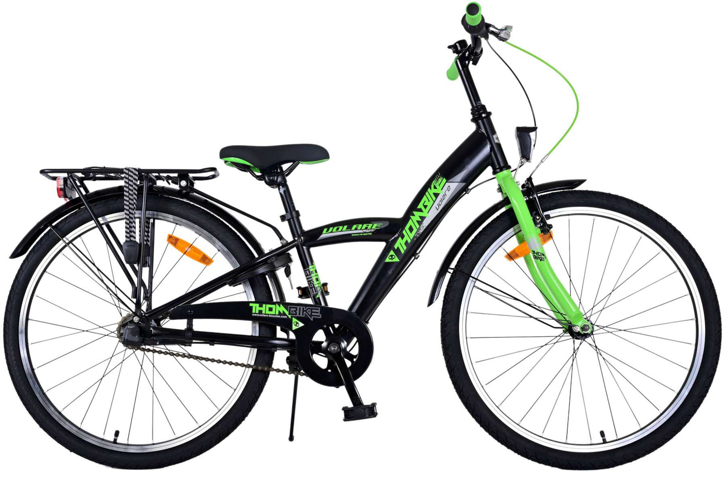 Volare Thombike Kinderfiets - Jongens - 24 inch - Zwart Groen - 3 versnellingen(rijklaar)