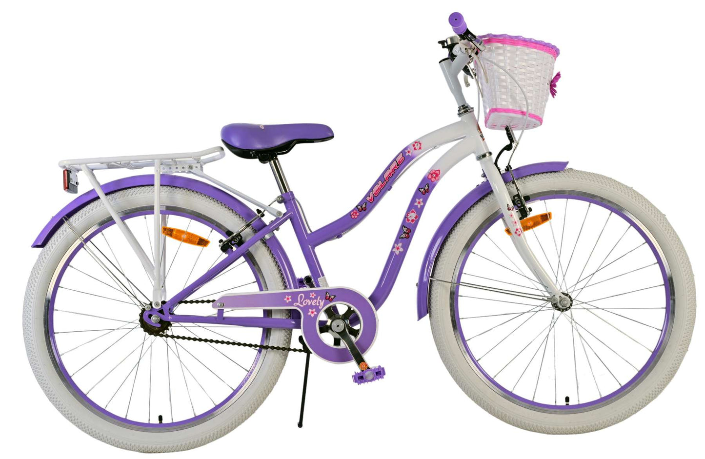 Volare Lovely Kinderfiets - Meisjes - 24 inch - Paars - Twee handremmen (rijklaar)