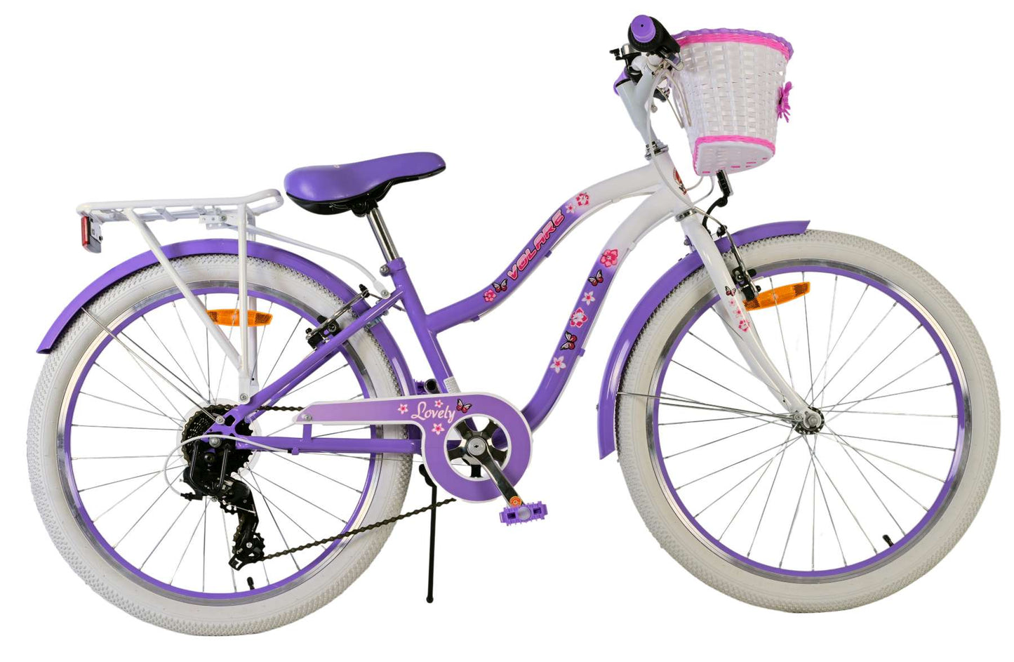 Volare Lovely Kinderfiets - Meisjes - 24 inch - Paars - 7 Versnellingen (rijklaar)