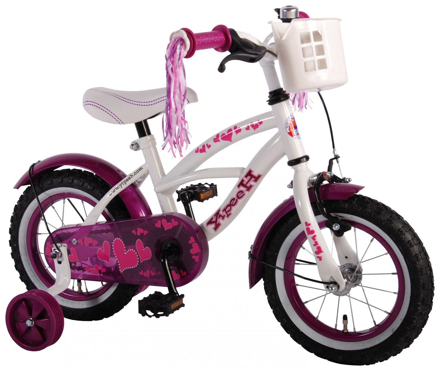 Volare Heart Cruiser Kinderfiets - Meisjes - 12 inch - Wit/Paars