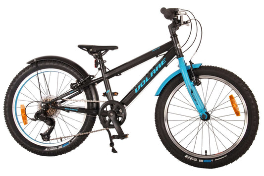 Volare Rocky Kinderfiets - 20 inch - Blauw Zwart - 85% afgemonteerd - 6 speed - Prime Collection