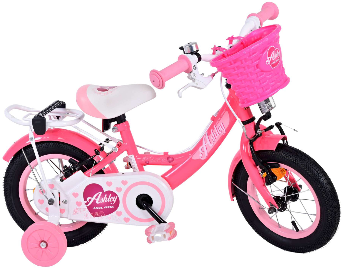 Volare Ashley Kinderfiets - Meisjes - 12 inch - Roze/Rood - Twee handremmen