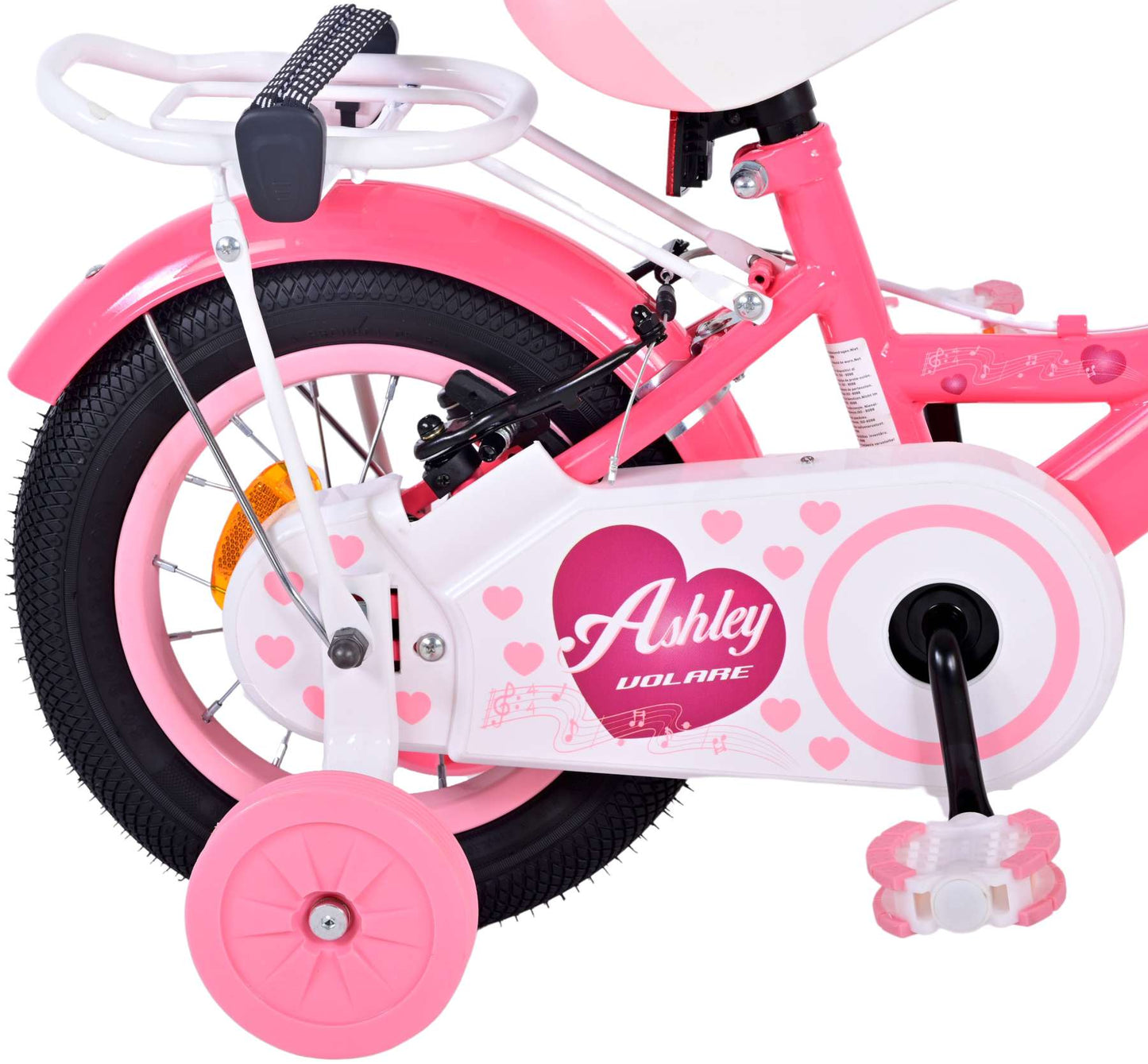 Volare Ashley Kinderfiets - Meisjes - 12 inch - Roze/Rood - Twee handremmen