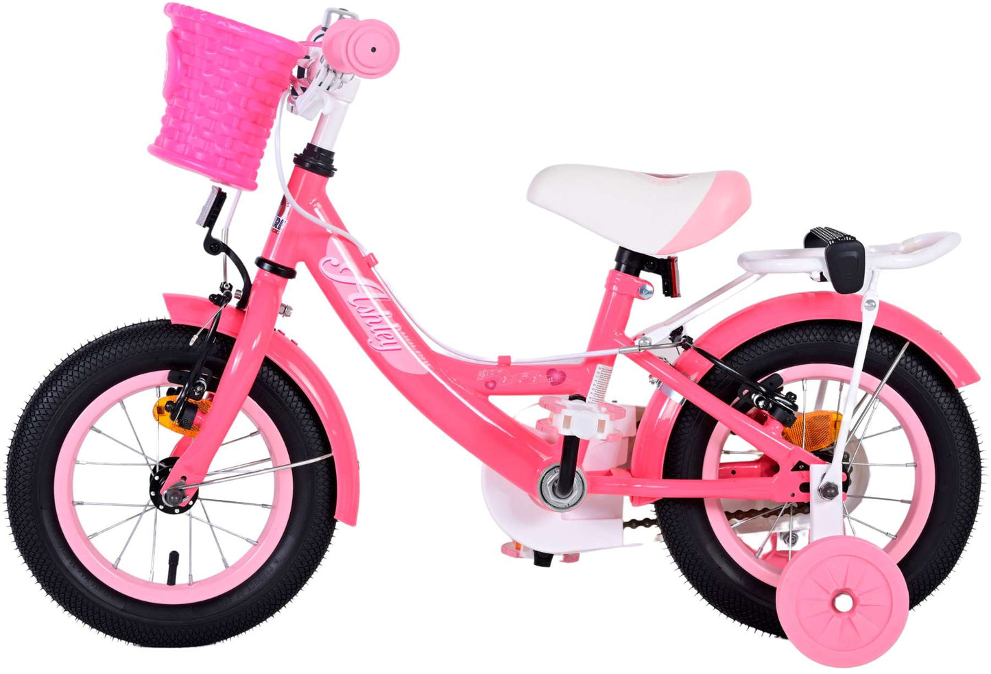 Volare Ashley Kinderfiets - Meisjes - 12 inch - Roze/Rood - Twee handremmen