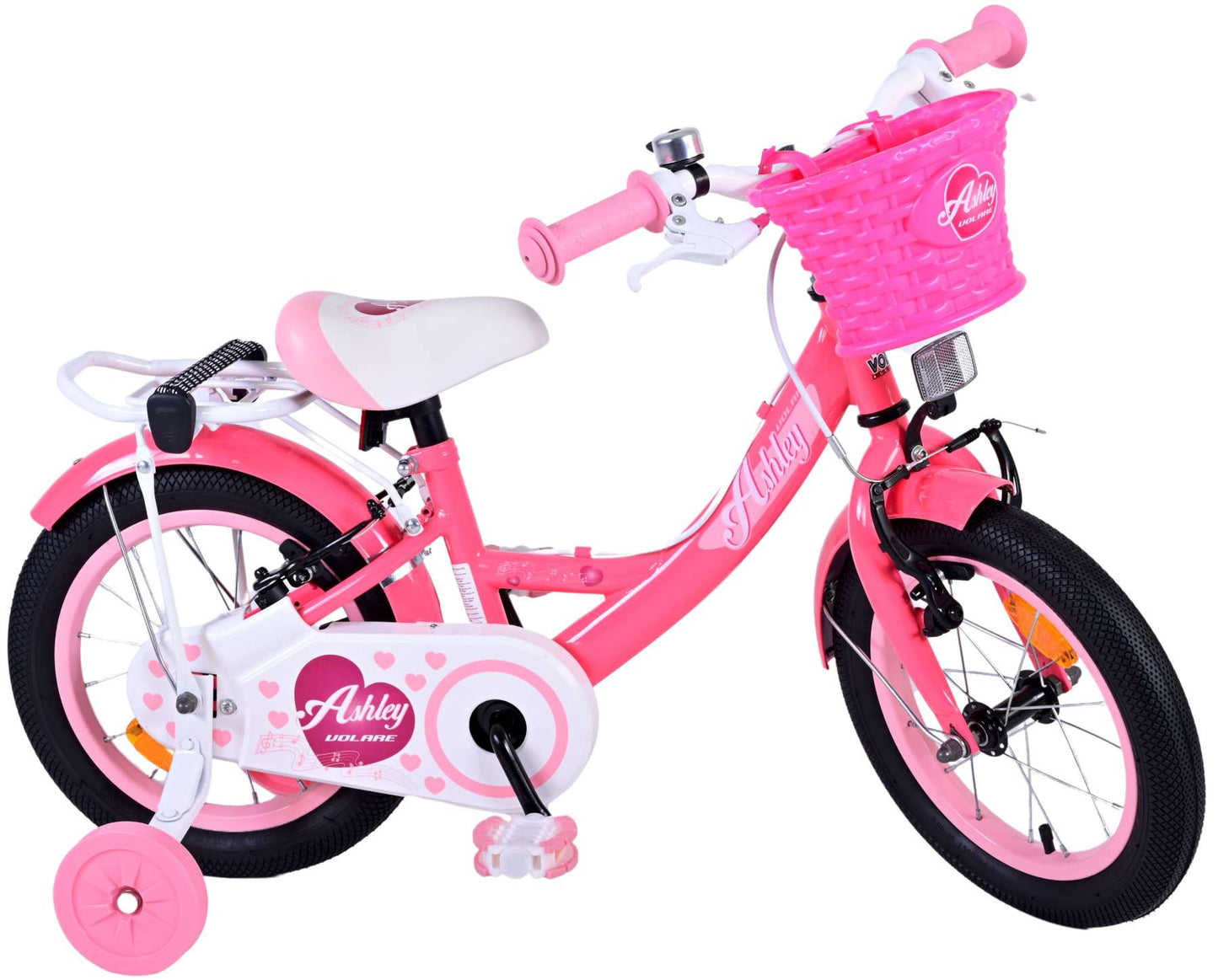 Volare Ashley Kinderfiets - Meisjes - 14 inch - Roze/Rood - Twee Handremmen