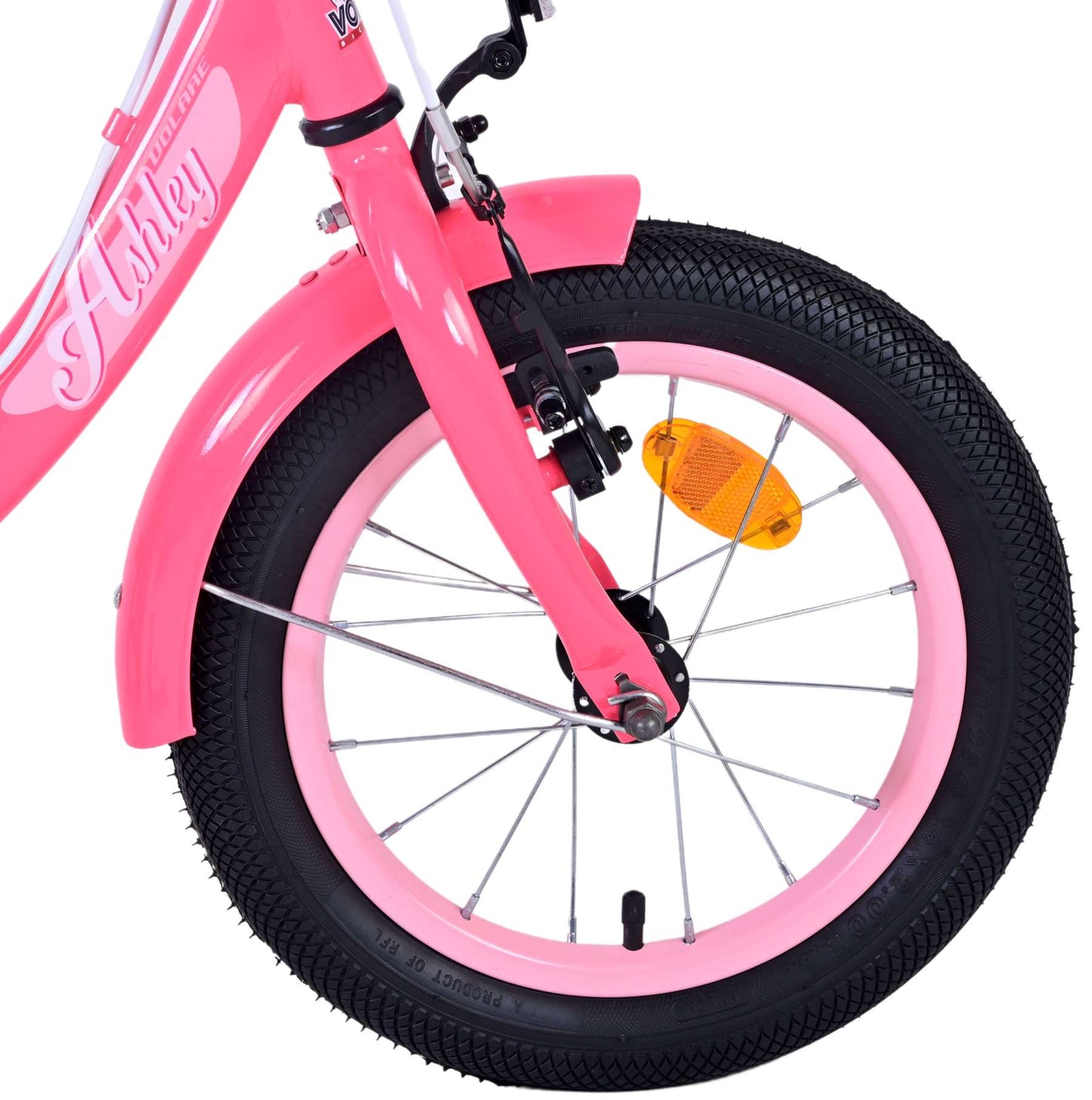 Volare Ashley Kinderfiets - Meisjes - 14 inch - Roze/Rood - Twee Handremmen