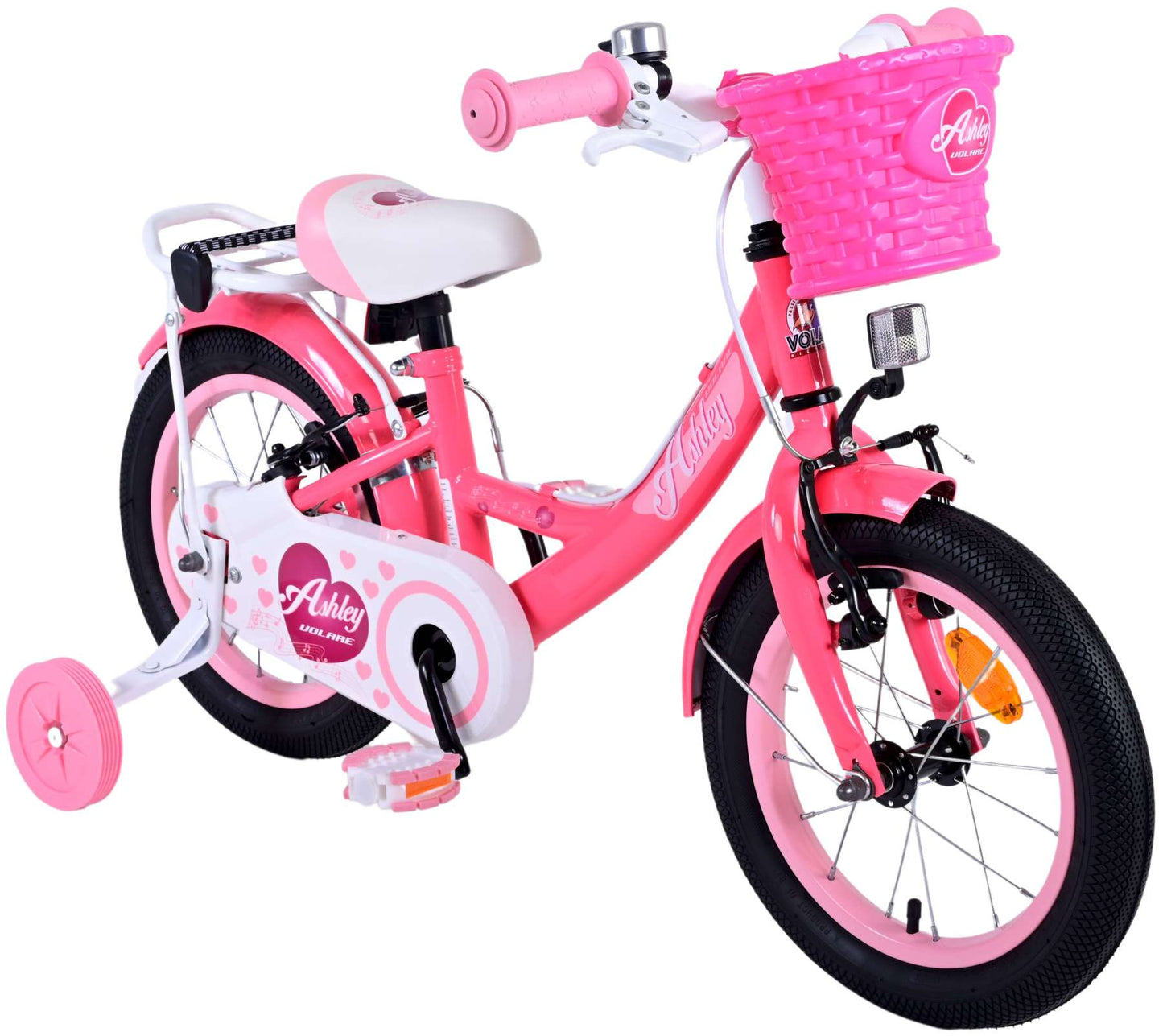 Volare Ashley Kinderfiets - Meisjes - 14 inch - Roze/Rood - Twee Handremmen