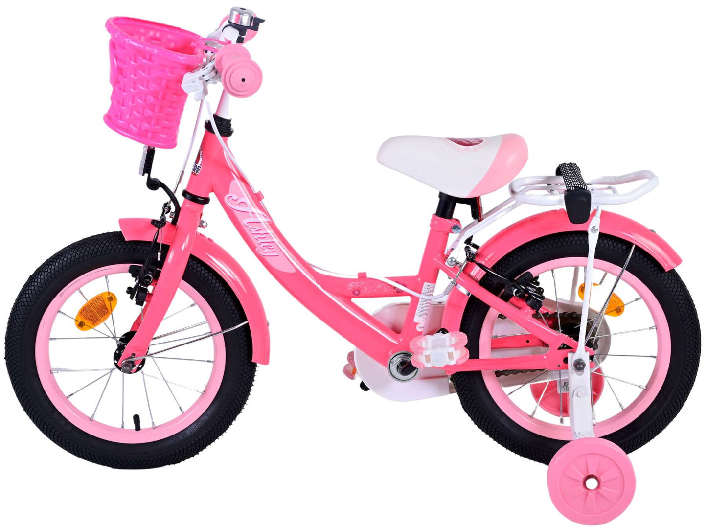 Volare Ashley Kinderfiets - Meisjes - 14 inch - Roze/Rood - Twee Handremmen