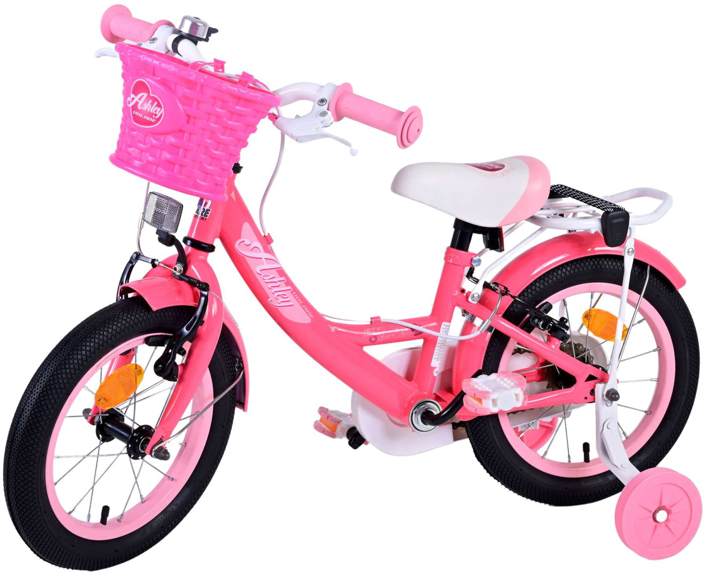 Volare Ashley Kinderfiets - Meisjes - 14 inch - Roze/Rood - Twee Handremmen