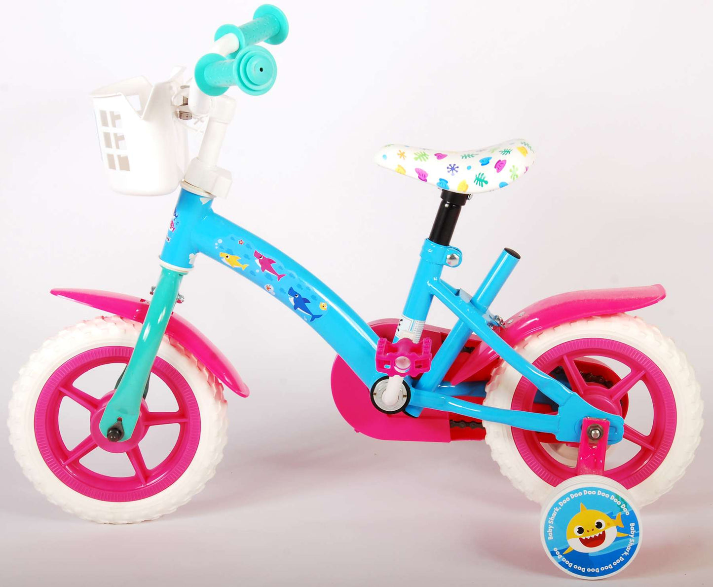 Ocean Kinderfiets - Unisex - 10 inch - Roze Blauw - Doortrapper