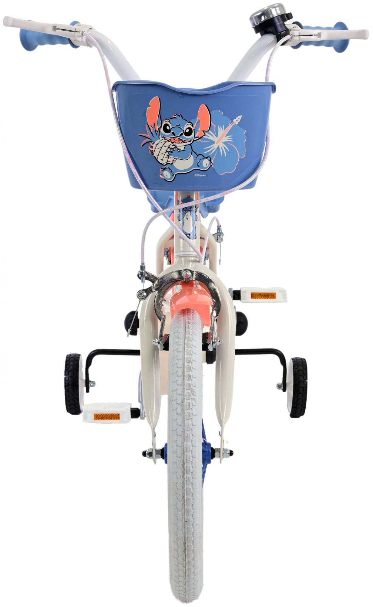 Disney Stitch Kinderfiets - Meisjes - 16 inch - Creme Koraal Blauw - Twee handremmen