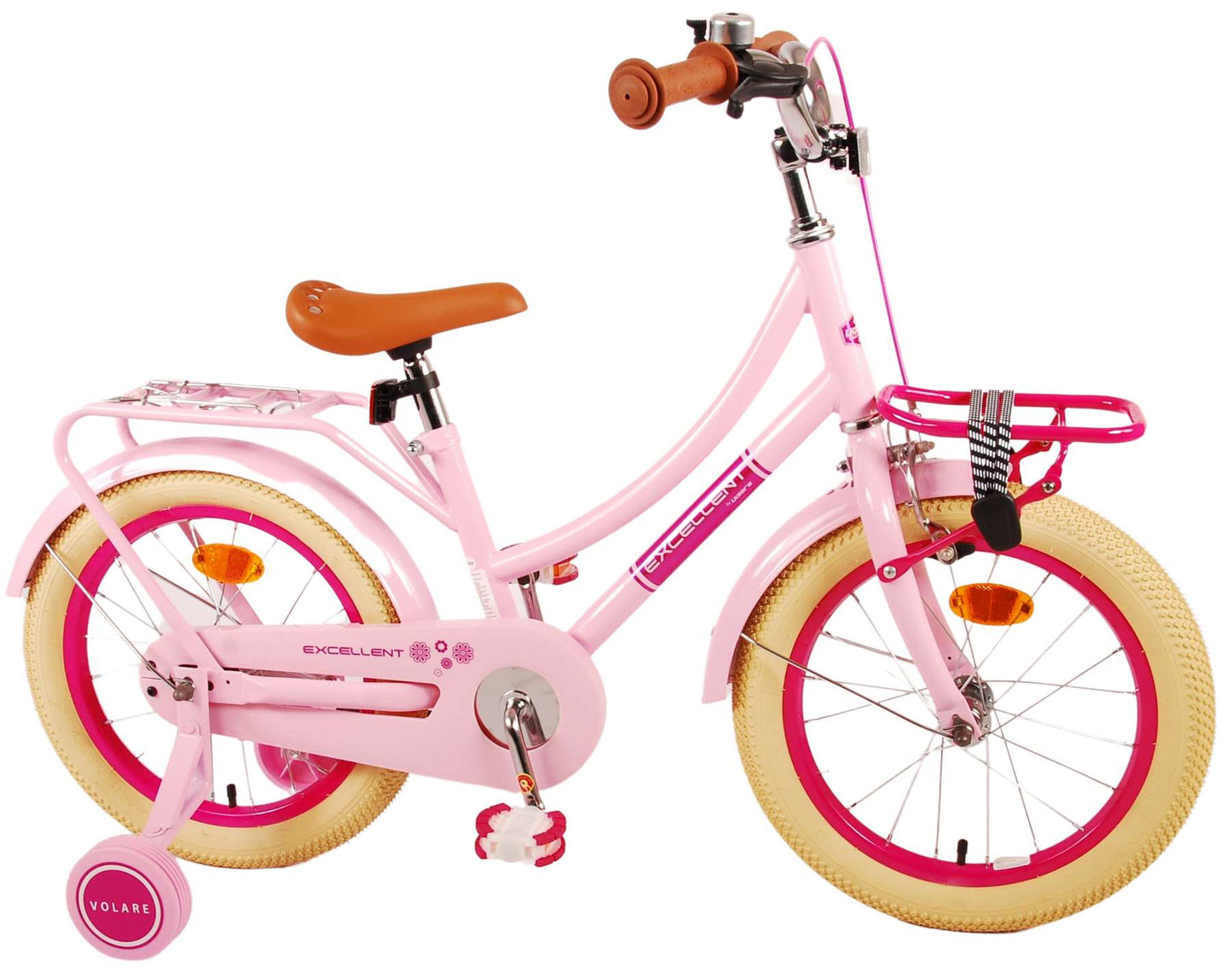 Volare Excellent Kinderfiets - Meisjes - 16 inch - Roze - 95% afgemonteerd