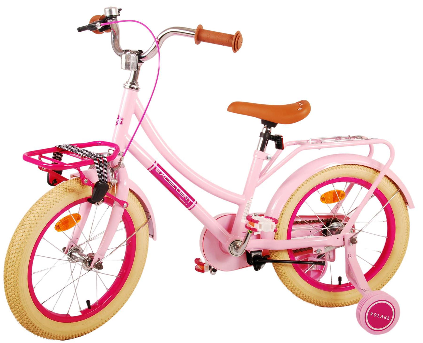 Volare Excellent Kinderfiets - Meisjes - 16 inch - Roze - 95% afgemonteerd