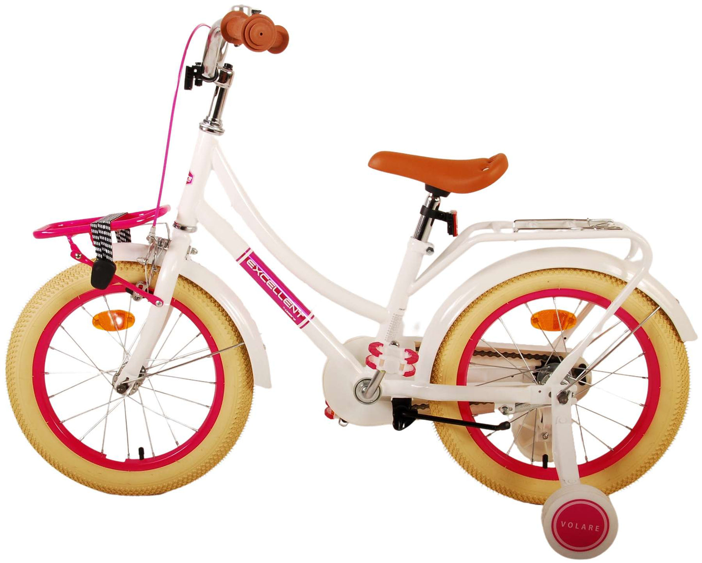 Volare Excellent Kinderfiets - Meisjes - 16 inch - Wit- 95% afgemonteerd