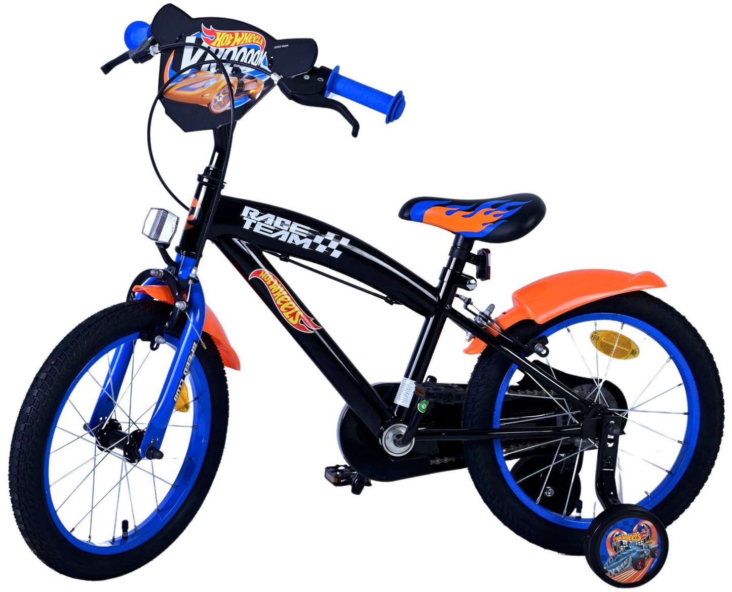 Hot Wheels Kinderfiets - Jongens - 16 inch - Zwart Oranje Blauw - Twee handremmen