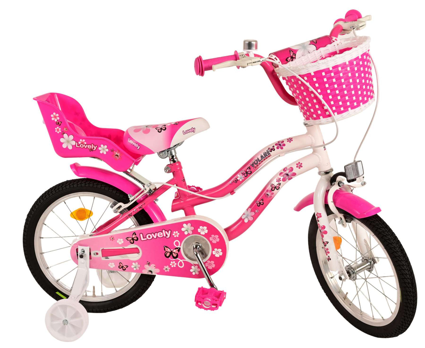 Volare Lovely Kinderfiets - Meisjes - 16 inch - Roze Wit - Twee Handremmen