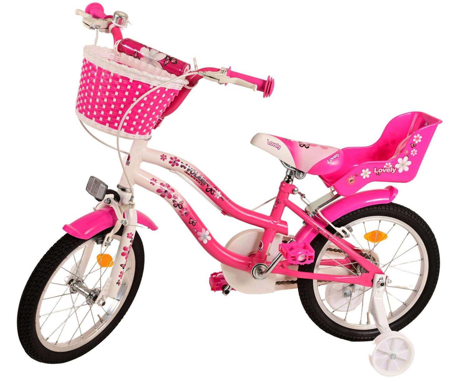 Volare Lovely Kinderfiets - Meisjes - 16 inch - Roze Wit - Twee Handremmen