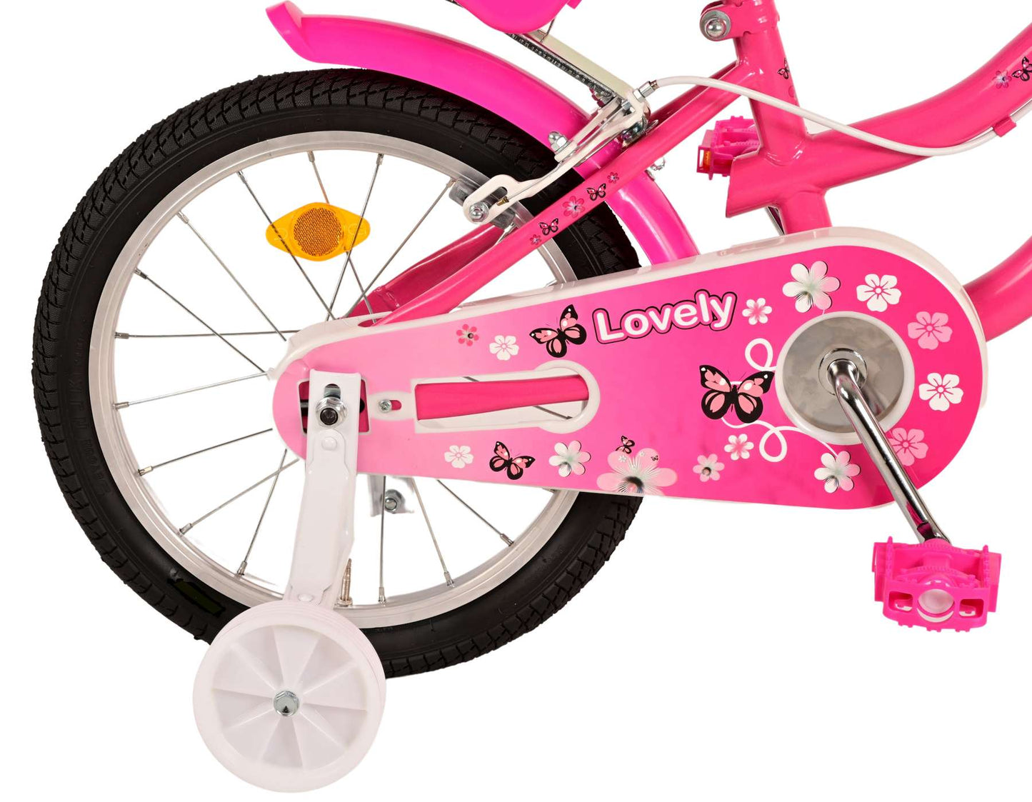 Volare Lovely Kinderfiets - Meisjes - 16 inch - Roze Wit - Twee Handremmen