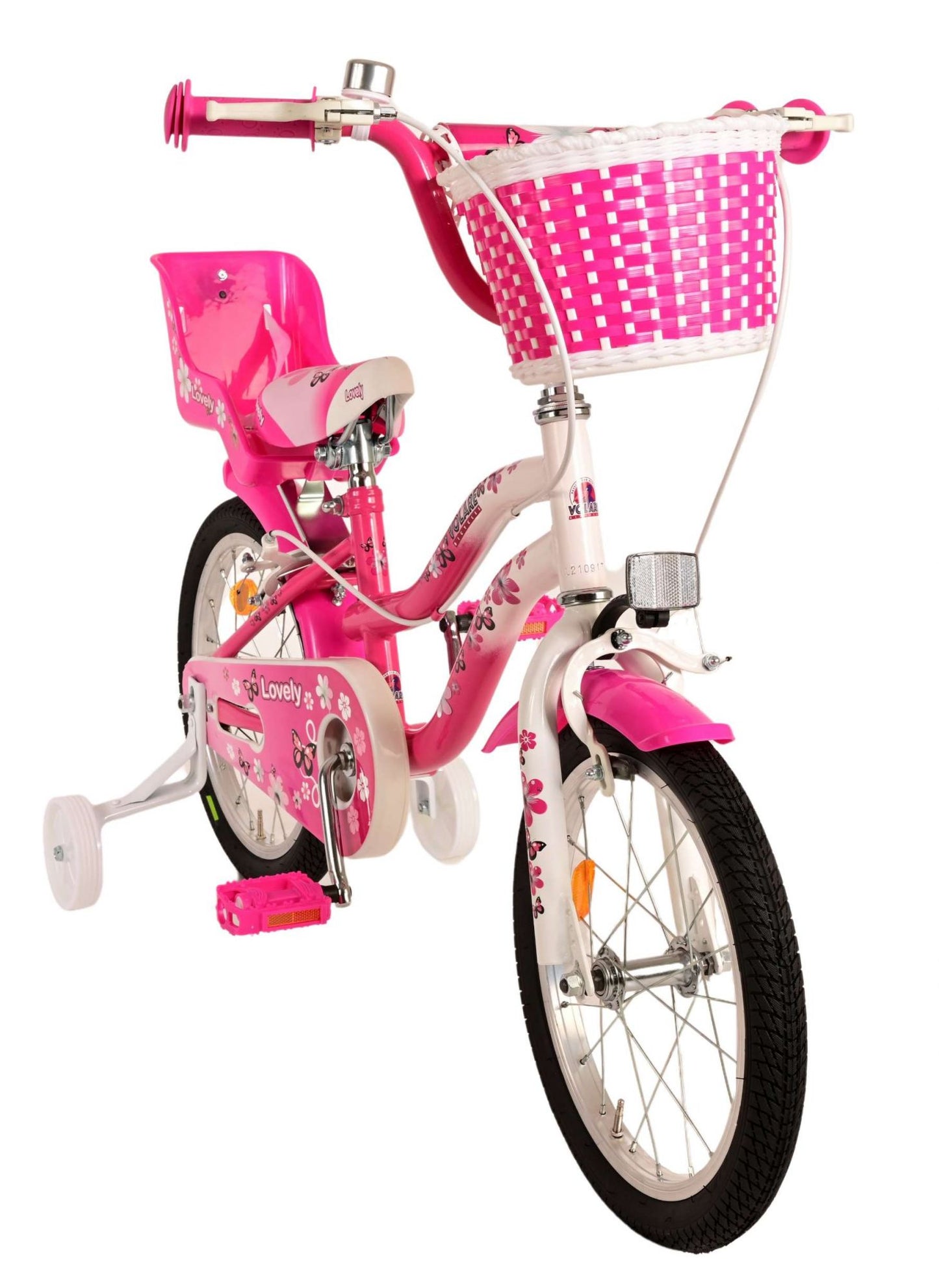 Volare Lovely Kinderfiets - Meisjes - 16 inch - Roze Wit - Twee Handremmen