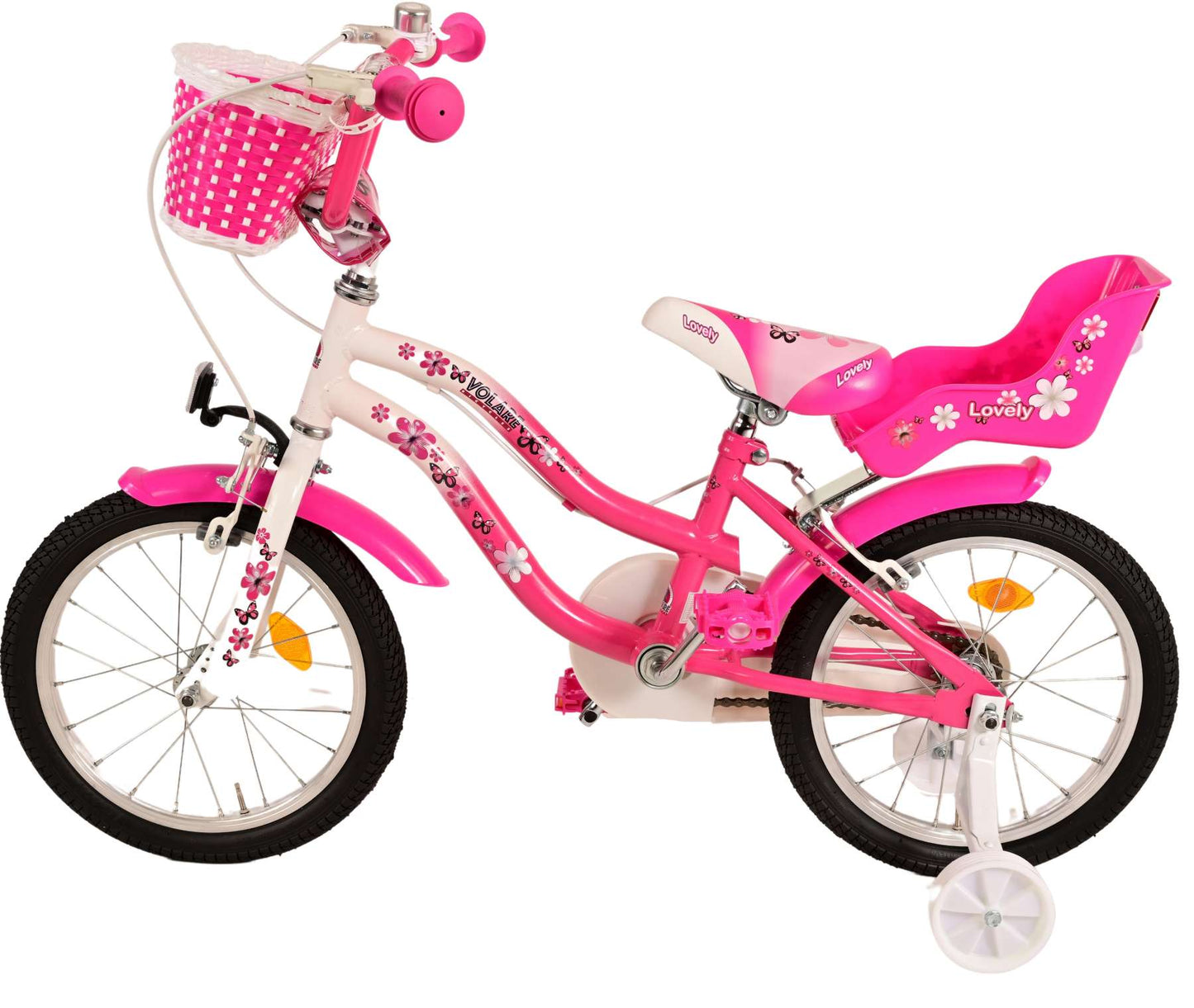 Volare Lovely Kinderfiets - Meisjes - 16 inch - Roze Wit - Twee Handremmen