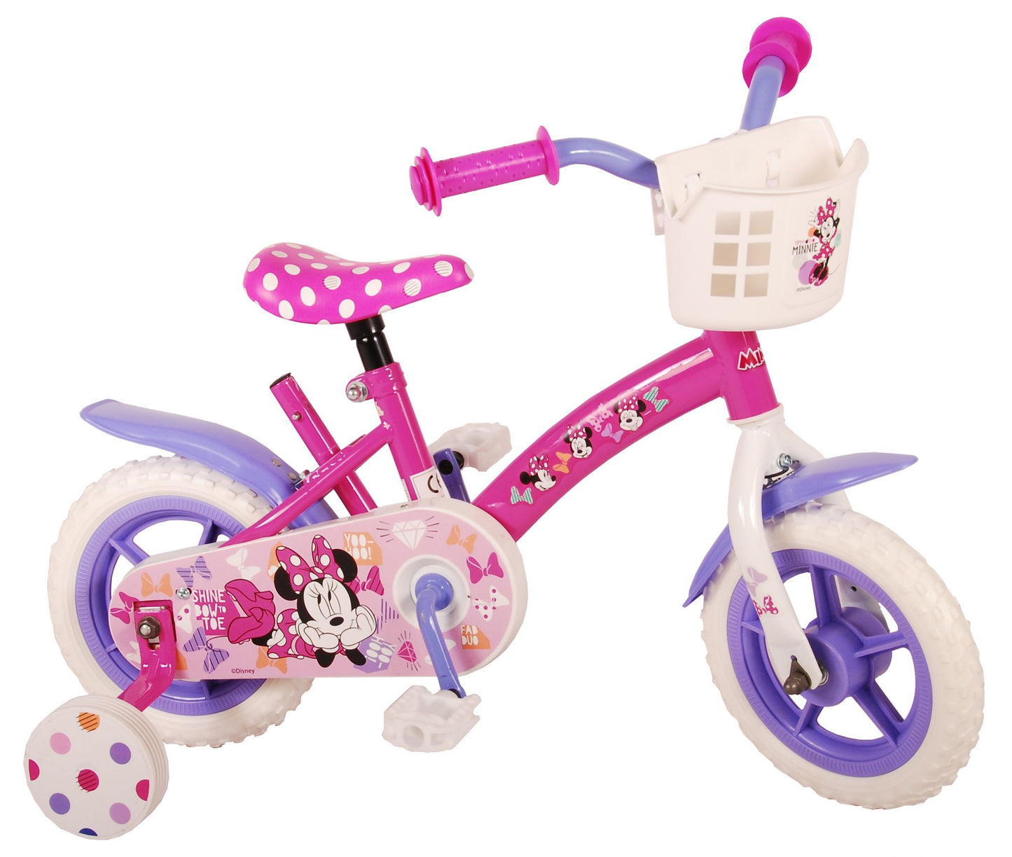 Disney Minnie Cutest Ever! Kinderfiets - Meisjes - 10 inch - Roze/Wit/Paars - Doortrapper