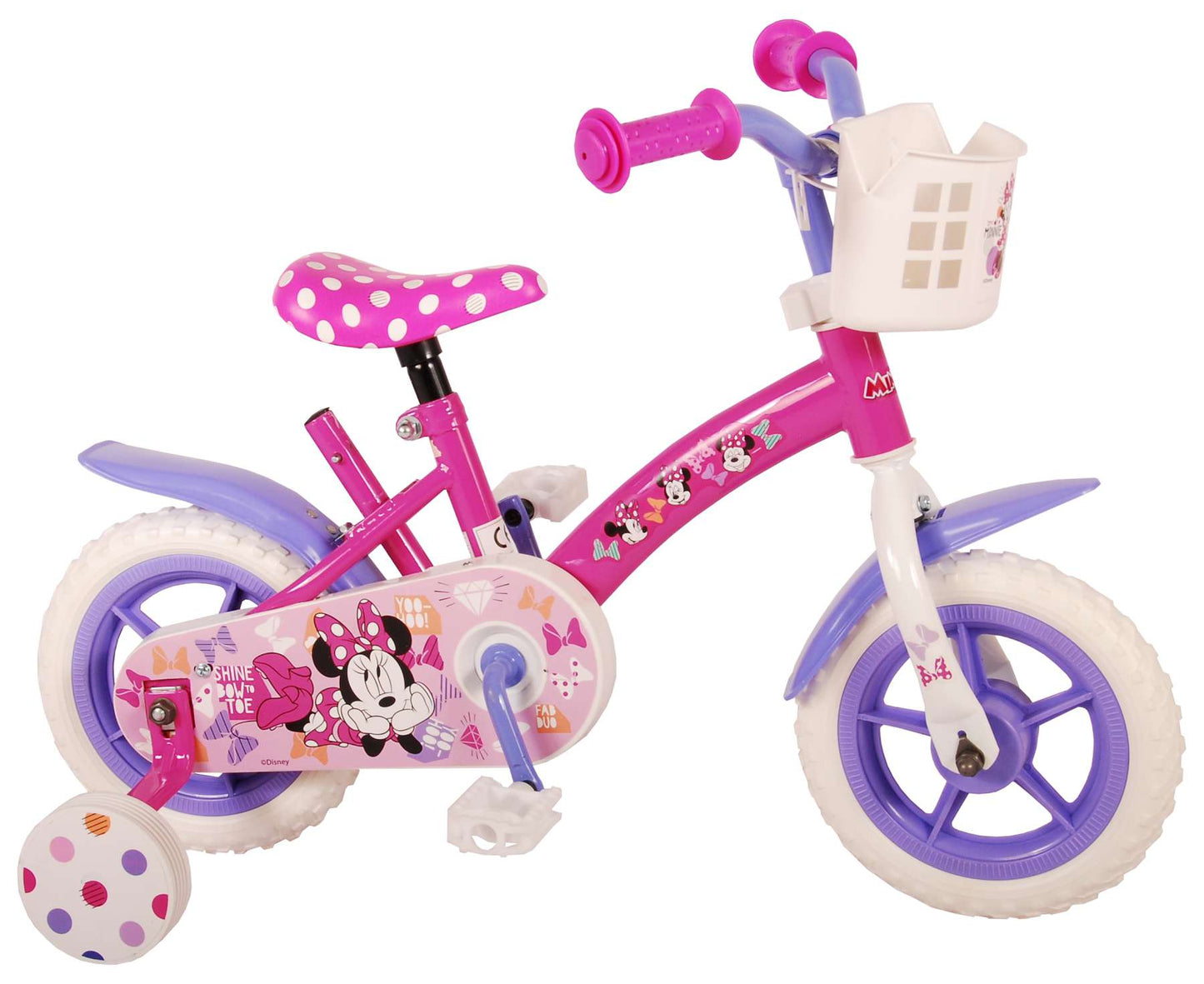 Disney Minnie Cutest Ever! Kinderfiets - Meisjes - 10 inch - Roze/Wit/Paars - Doortrapper