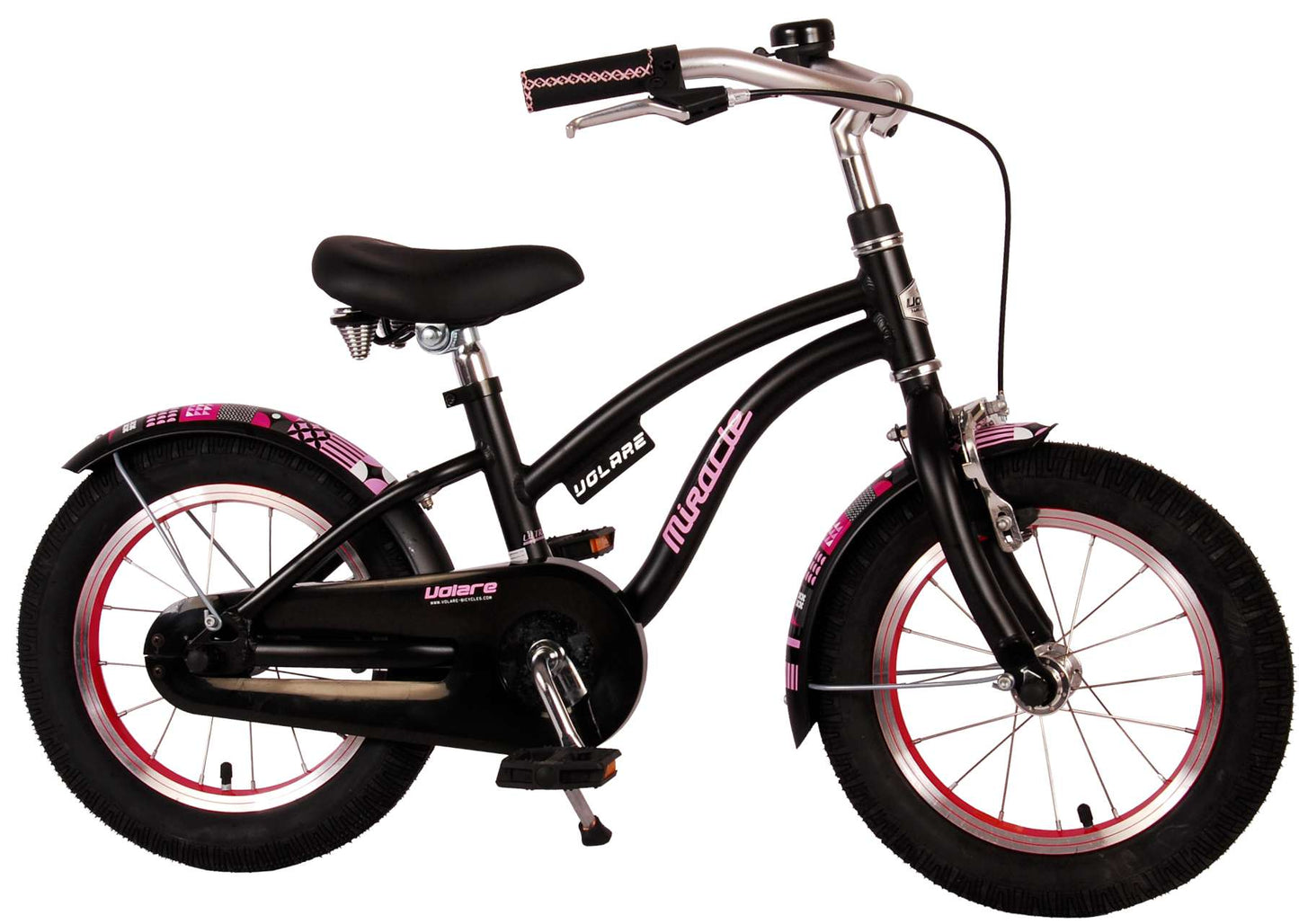 Volare Miracle Kinderfiets - Meisjes - 14 inch - Mat Zwart - Prime Collection