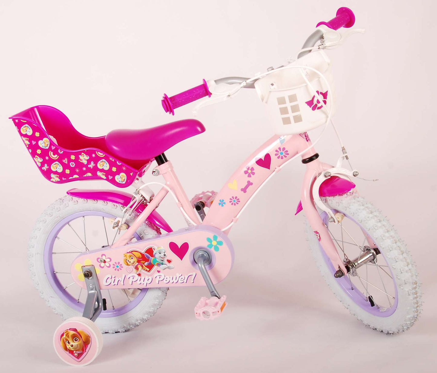 Paw Patrol Kinderfiets - Meisjes - 14 inch - Roze - Twee handremmen