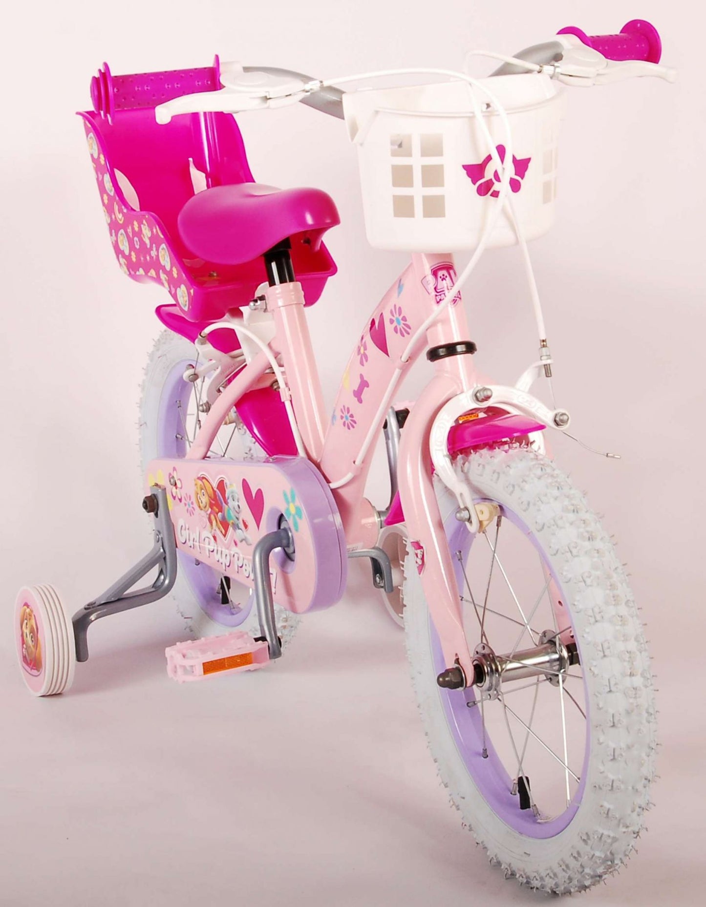 Paw Patrol Kinderfiets - Meisjes - 14 inch - Roze - Twee handremmen