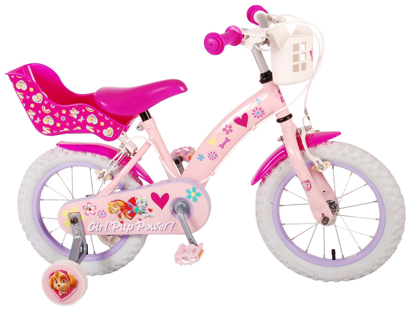 Paw Patrol Kinderfiets - Meisjes - 14 inch - Roze - Twee handremmen