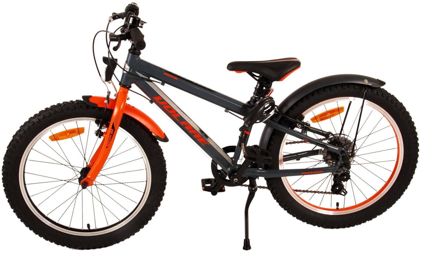 Volare Rocky Kinderfiets - 20 inch - Grijs Oranje - 6 speed - Prime Collection