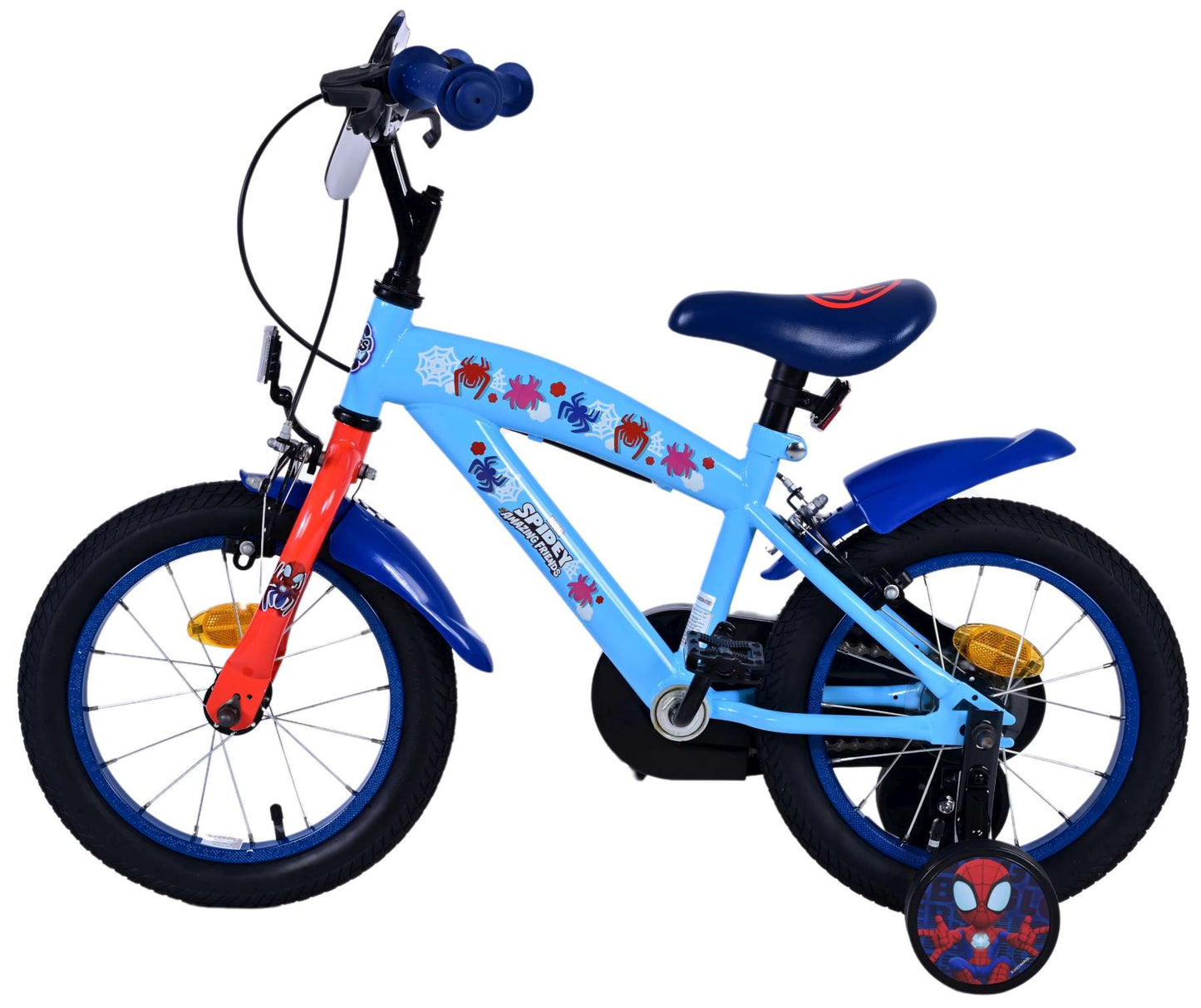 Spidey Kinderfiets - Jongens - 14 inch - Blauw Rood - Twee handremmen