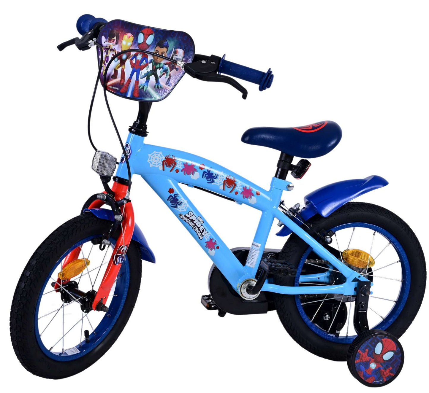 Spidey Kinderfiets - Jongens - 14 inch - Blauw Rood - Twee handremmen