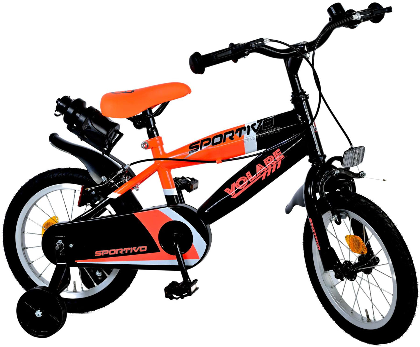 Volare Sportivo Kinderfiets - Jongens - 14 inch - Neon Oranje Zwart - Twee Handremmen