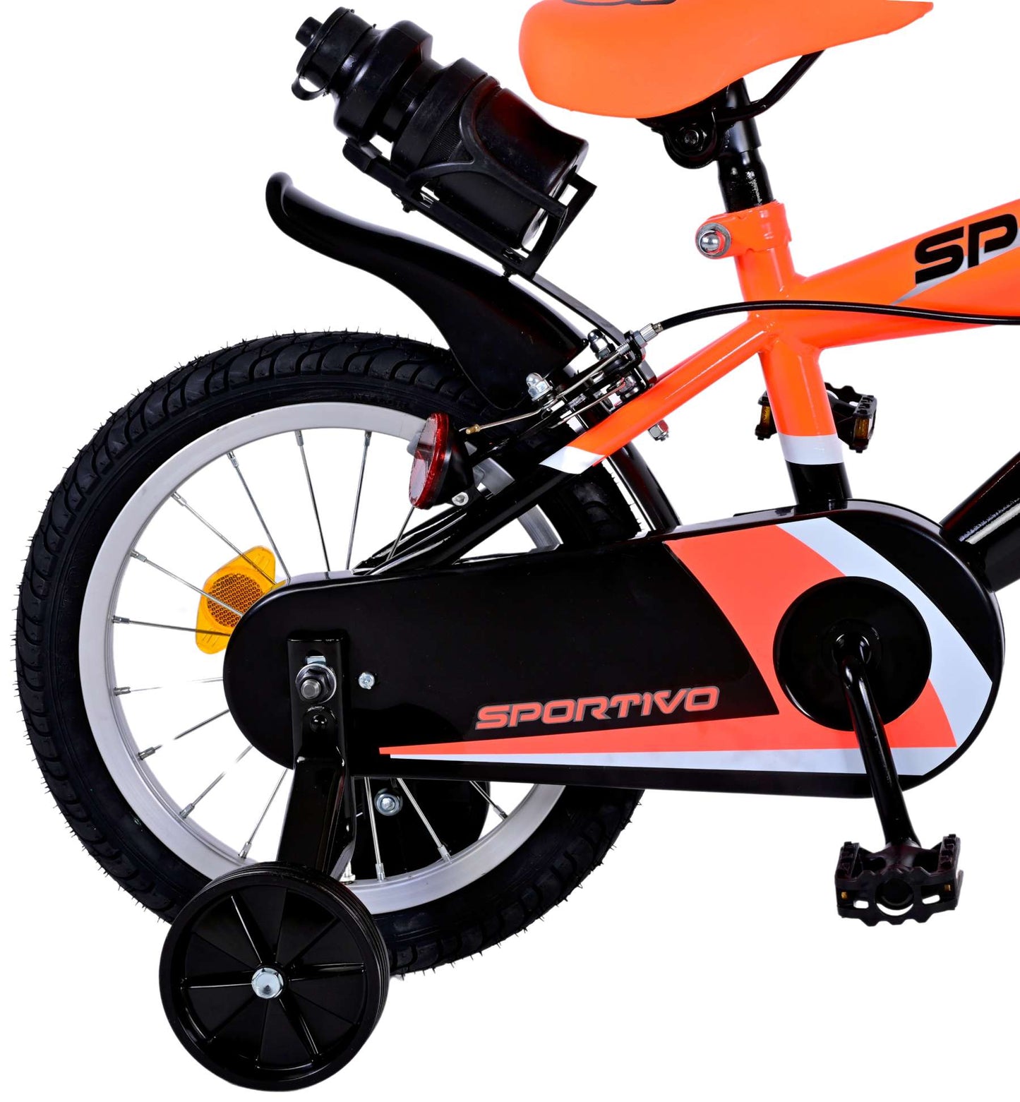 Volare Sportivo Kinderfiets - Jongens - 14 inch - Neon Oranje Zwart - Twee Handremmen