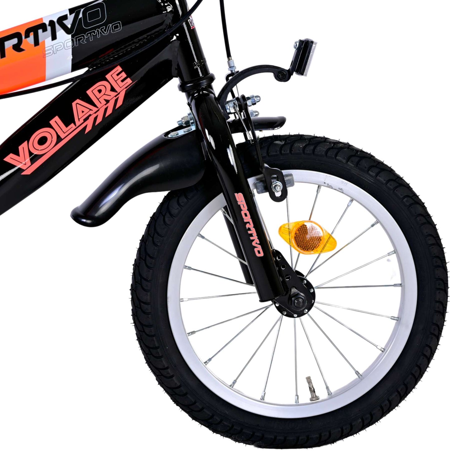 Volare Sportivo Kinderfiets - Jongens - 14 inch - Neon Oranje Zwart - Twee Handremmen