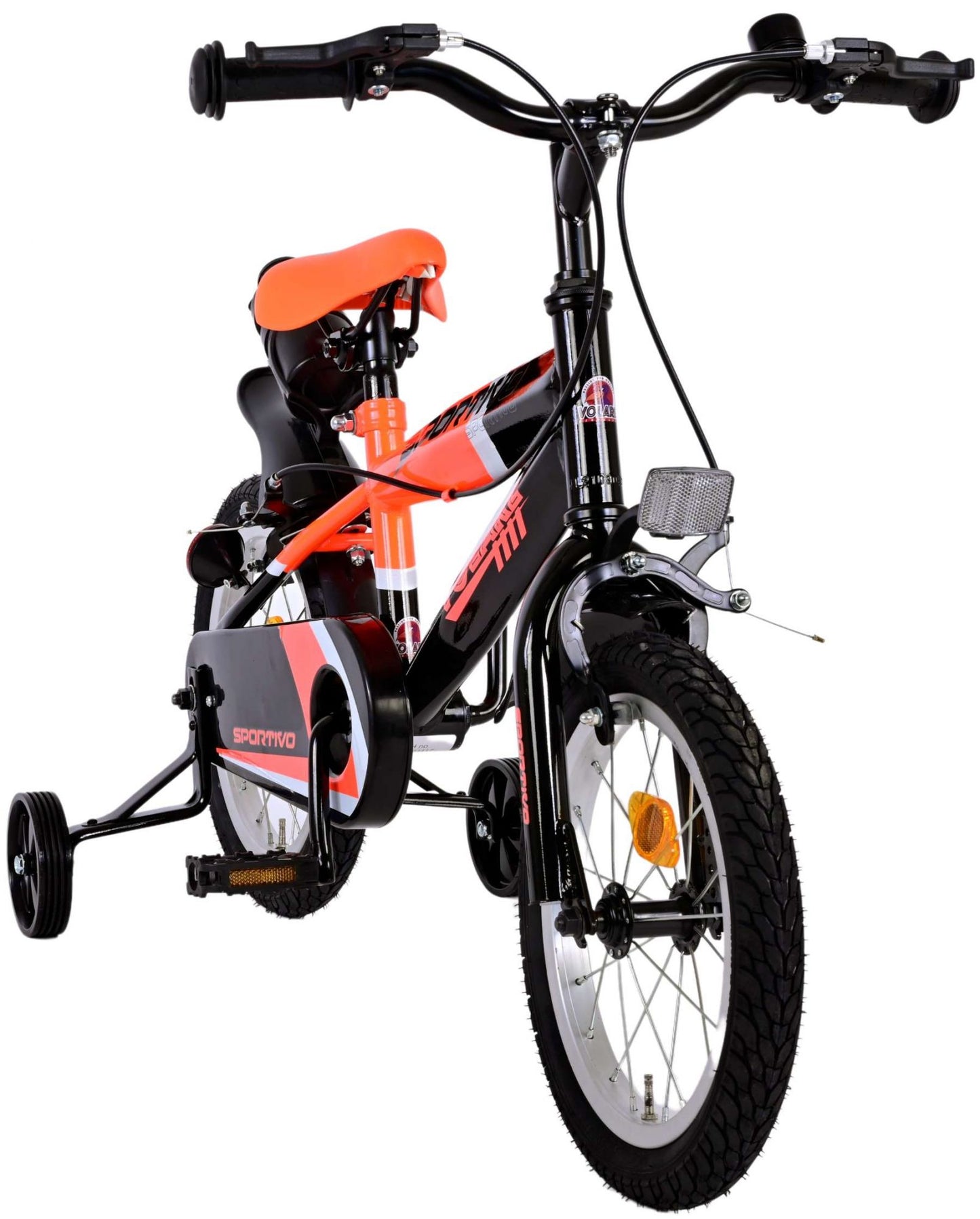 Volare Sportivo Kinderfiets - Jongens - 14 inch - Neon Oranje Zwart - Twee Handremmen