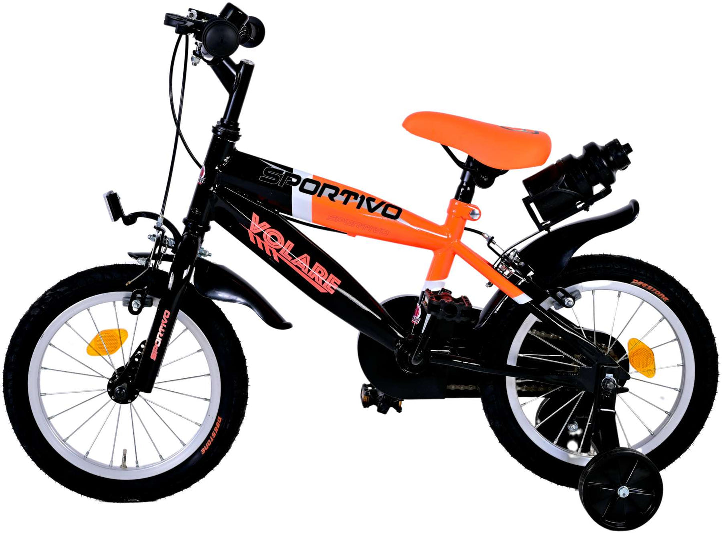 Volare Sportivo Kinderfiets - Jongens - 14 inch - Neon Oranje Zwart - Twee Handremmen