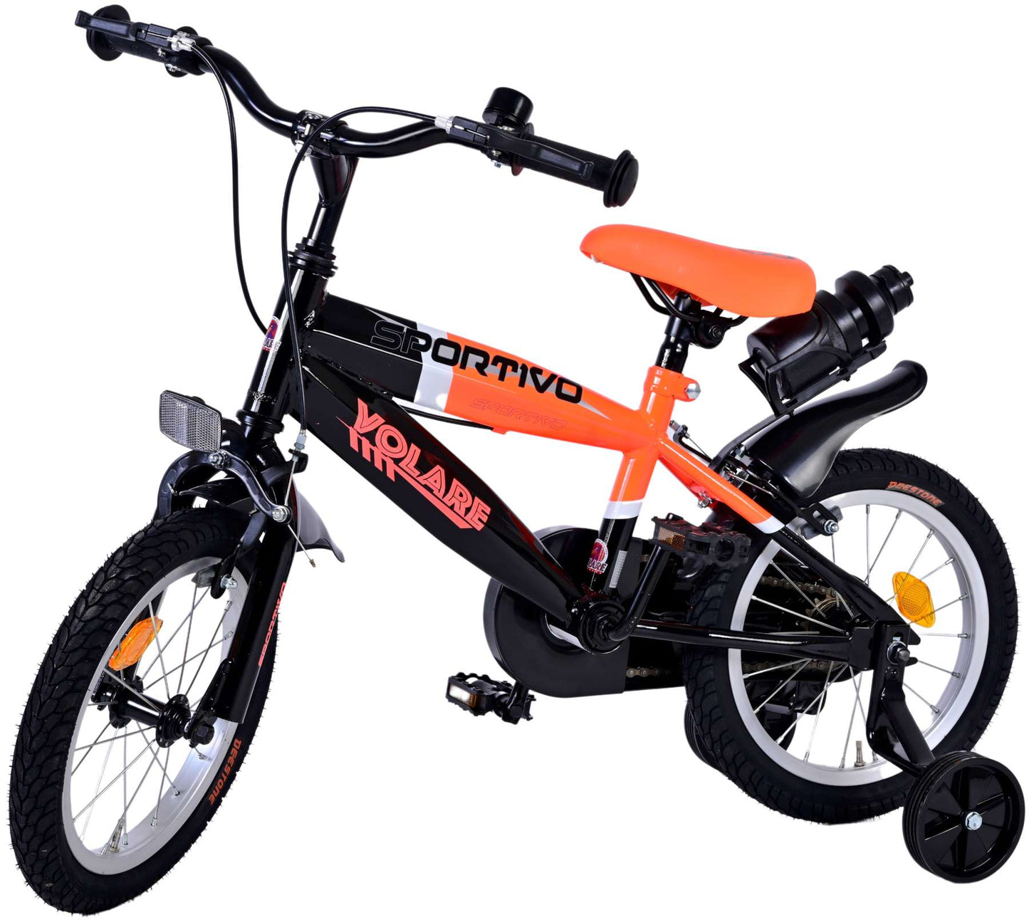 Volare Sportivo Kinderfiets - Jongens - 14 inch - Neon Oranje Zwart - Twee Handremmen