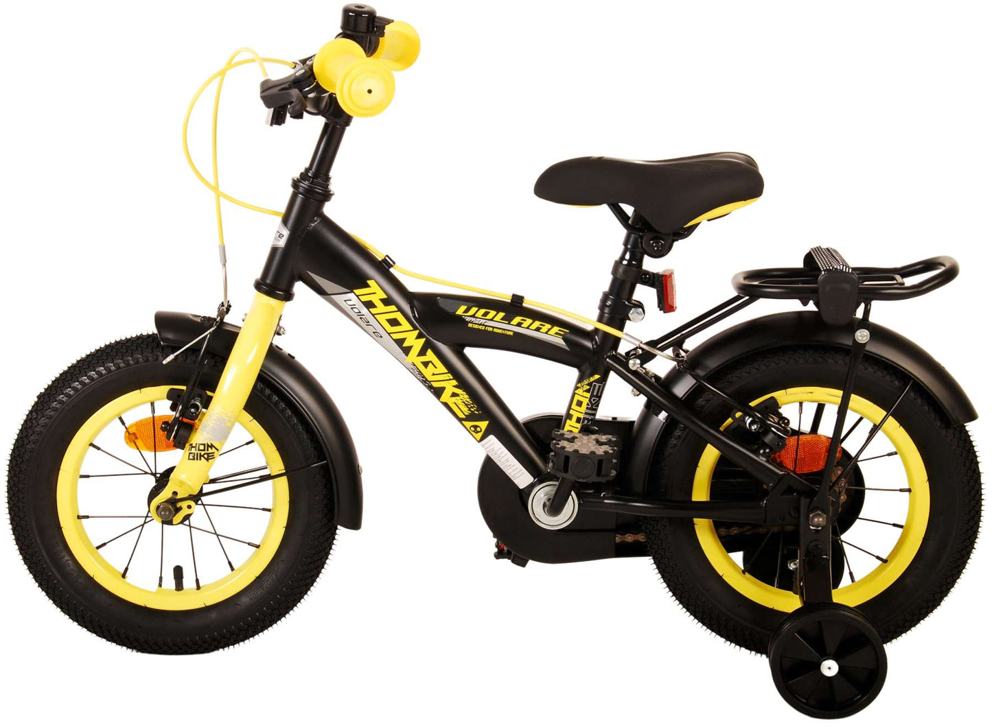 Volare Thombike Kinderfiets - Jongens - 12 inch - Zwart Geel - Twee Handremmen