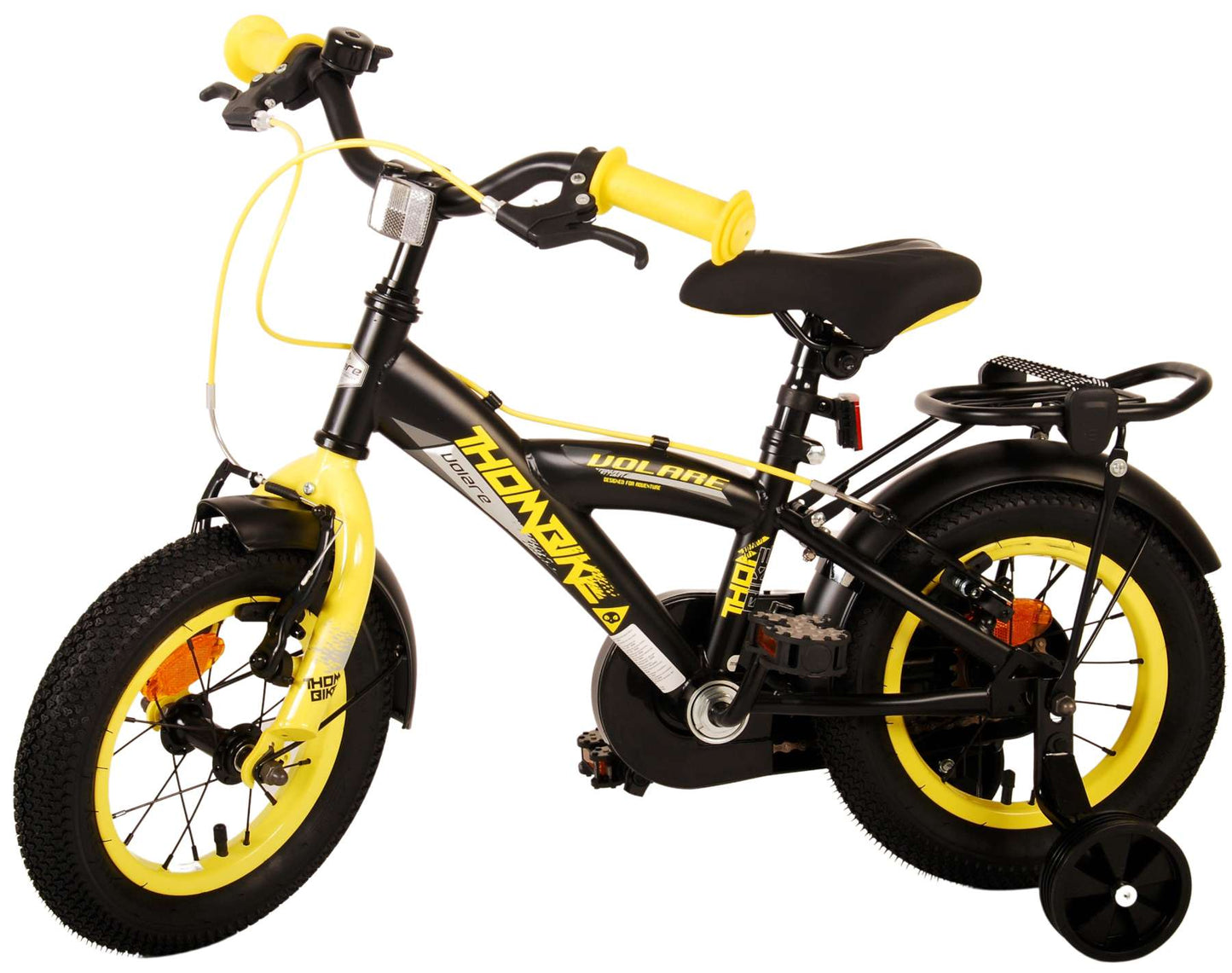 Volare Thombike Kinderfiets - Jongens - 12 inch - Zwart Geel - Twee Handremmen