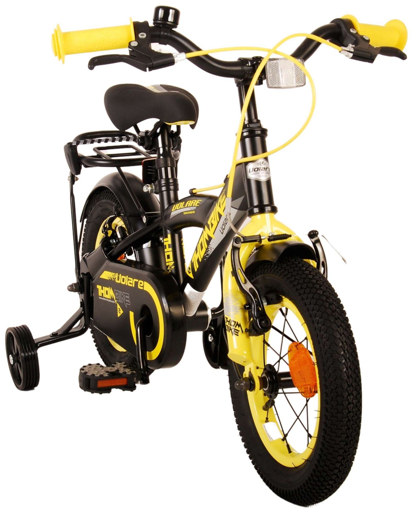 Volare Thombike Kinderfiets - Jongens - 12 inch - Zwart Geel - Twee Handremmen